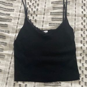 black lace detail ribbed cami